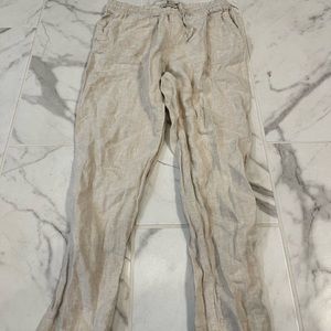 linen beige wide leg pants size small !!